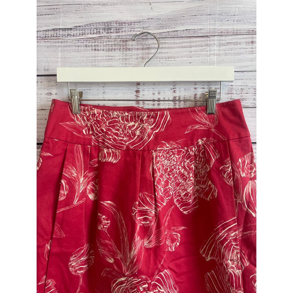 ANTHROPOLOGIE LEIFSDOTTIR FLORAL PLEATED SKIRT RED AND WHITE SIZE 8 - Picture 3 of 13
